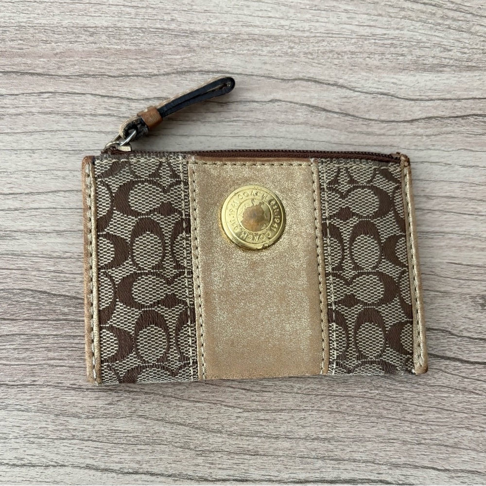 Coach Signature Collection 1941 Gold Card Holder Coin Purse